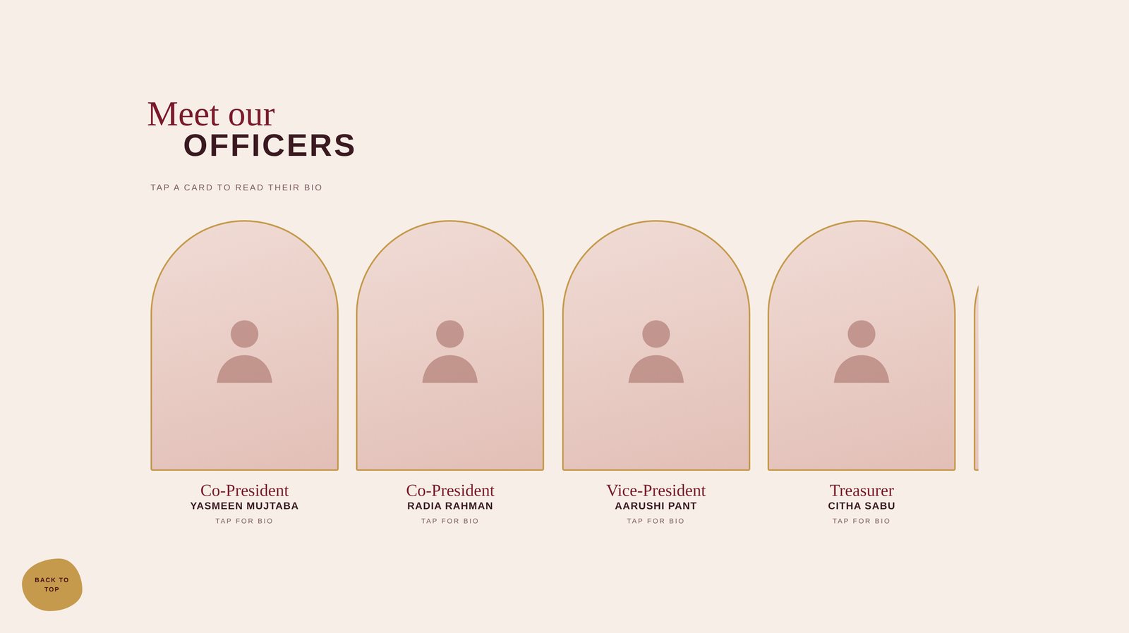 Officer cards in arched frames