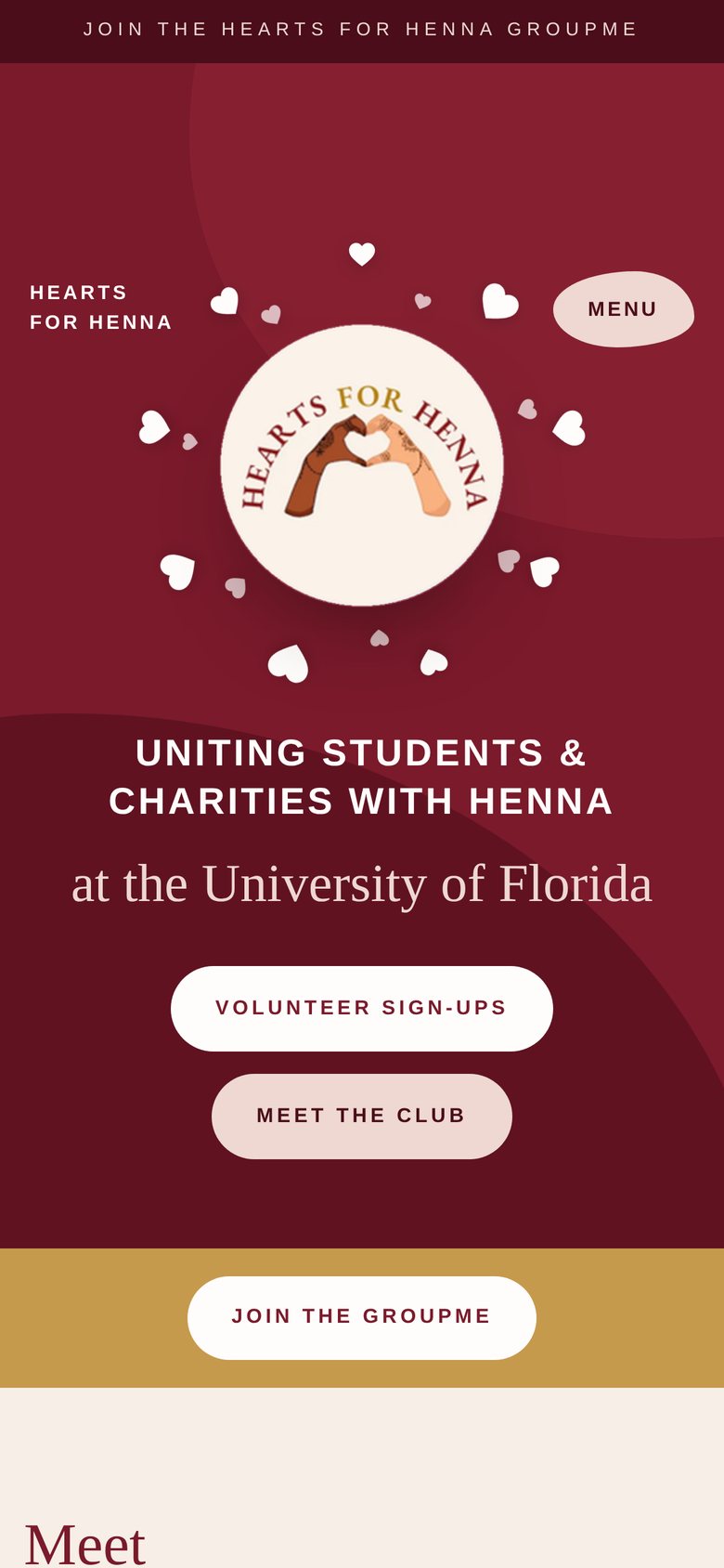 Club home page on a phone